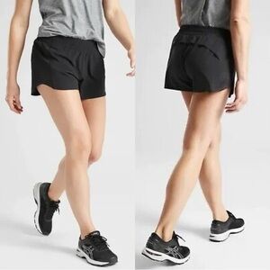 Athleta Hustle 3” Shorts Mid Rise Pull On Built in Brief Activewear in Black XS